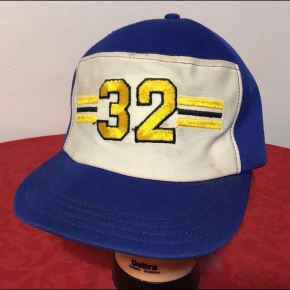 VINTAGE #32 Snapback Hat White/Blue/Gold Cap USA - Picture 1 of 8